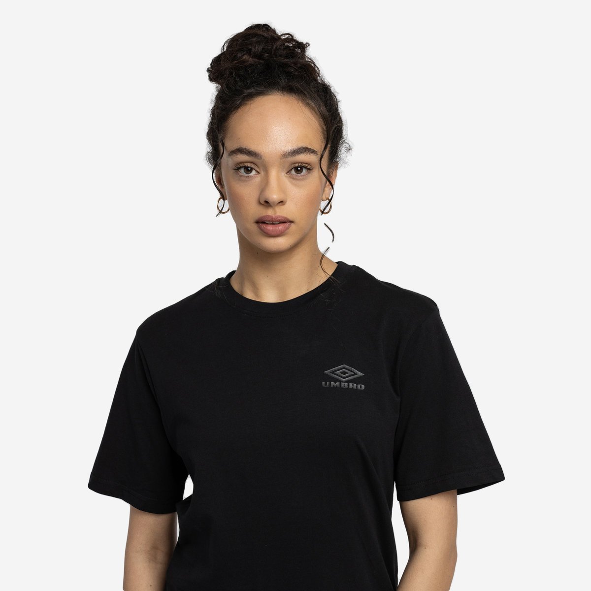 Black / Black Women's Umbro Diamond Boyfriend Tee T Shirts | CA-70218