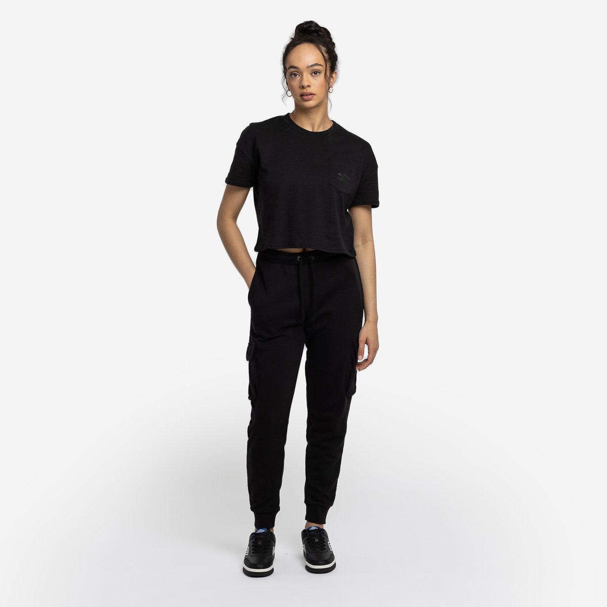 Black / Black Women's Umbro Diamond Crop Tee Crop Tops | CA-49038