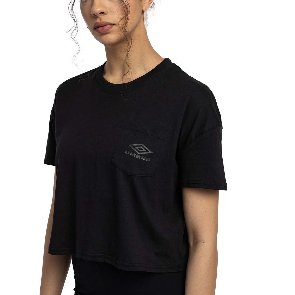 Black / Black Women's Umbro Diamond Crop Tee Crop Tops | CA-49038