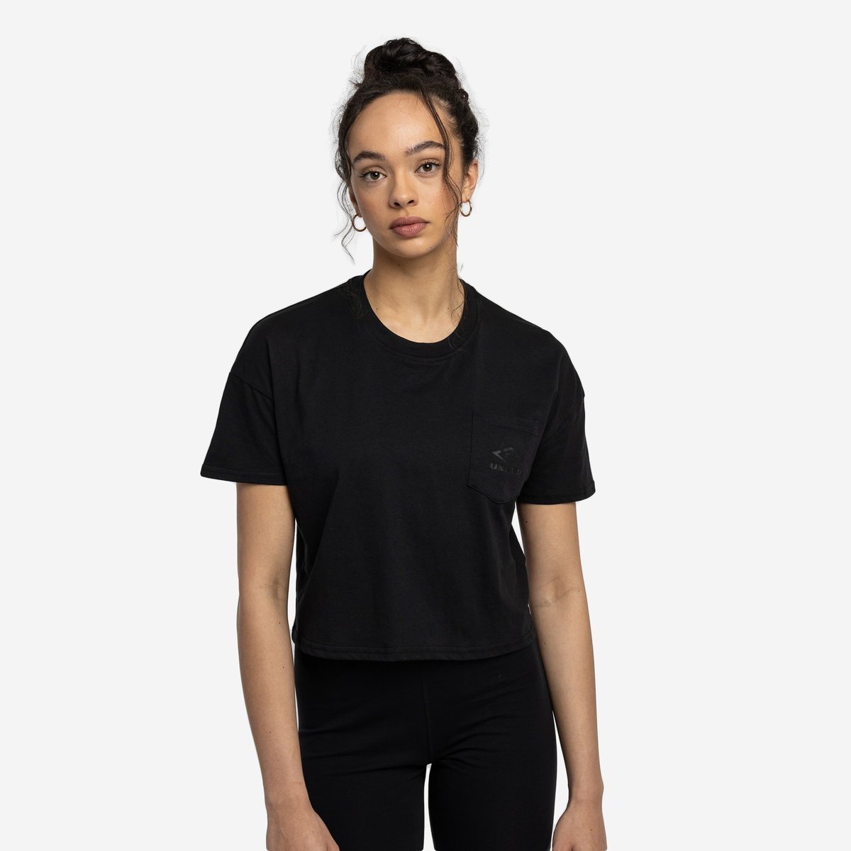 Black / Black Women\'s Umbro Diamond Crop Tee Crop Tops | CA-49038