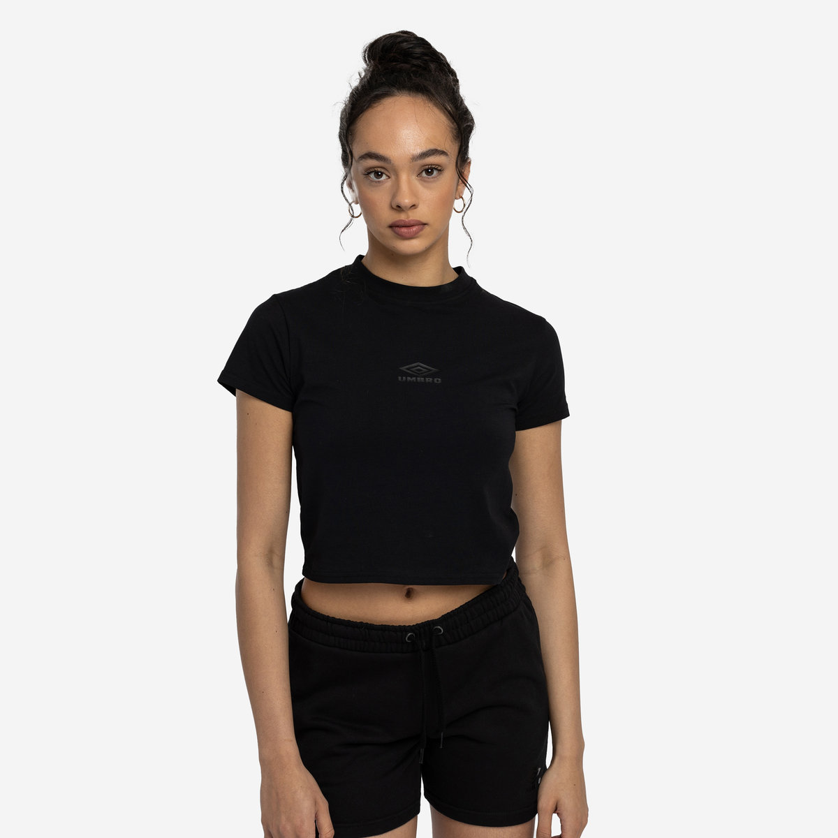 Black / Black Women's Umbro Diamond Fitted Crop Tee Crop Tops | CA-00834