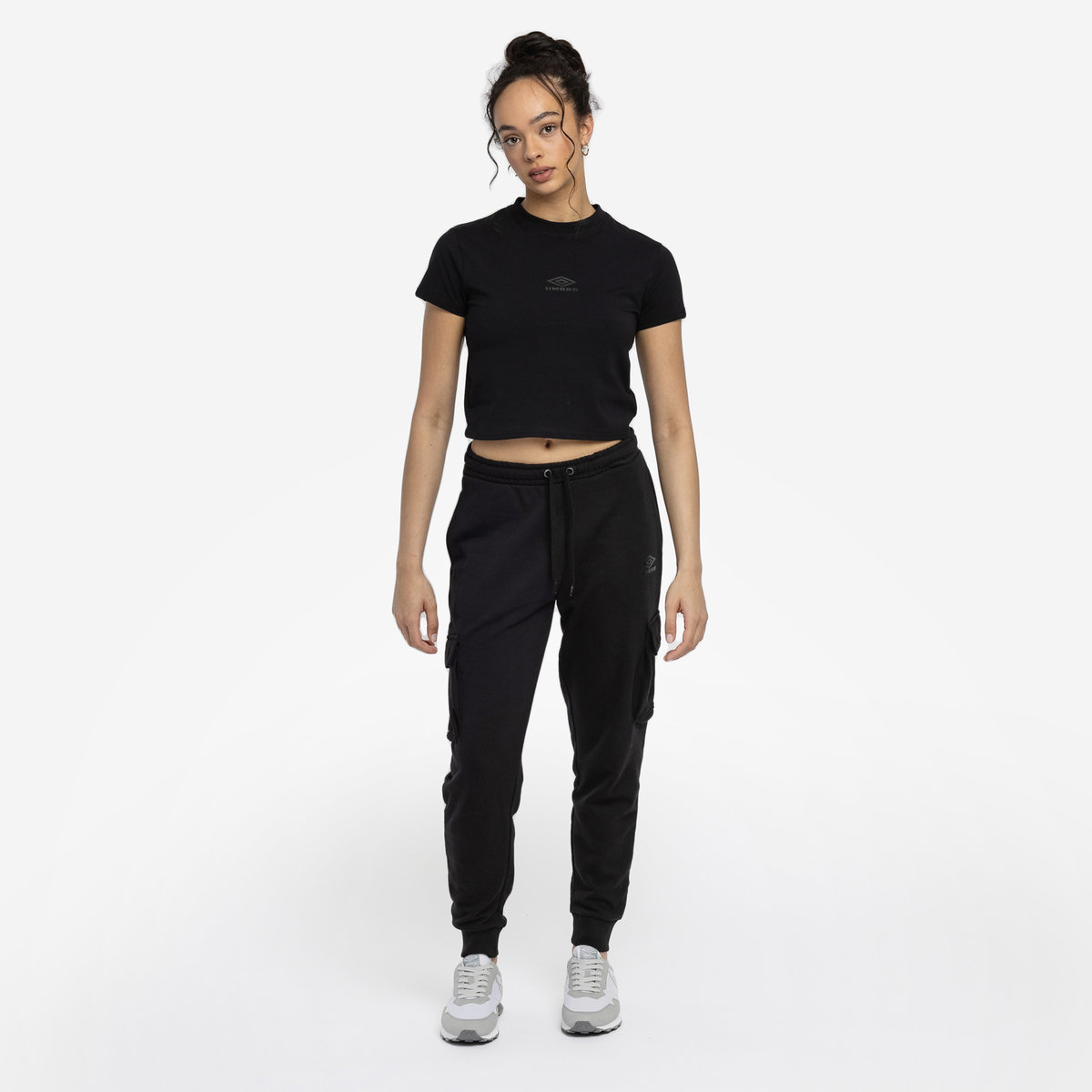 Black / Black Women's Umbro Diamond Fitted Crop Tee Crop Tops | CA-00834