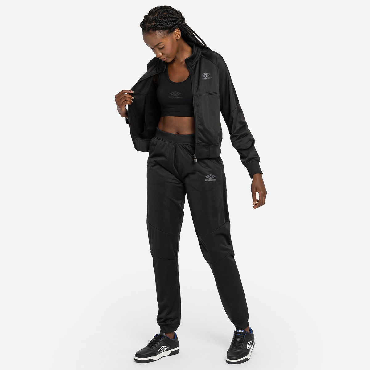 Black / Black Women's Umbro Diamond Taped Tricot Pant Trousers | CA-11702