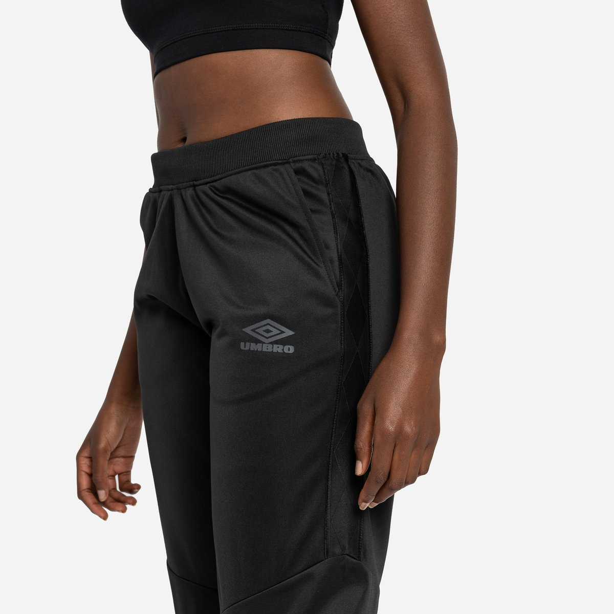 Black / Black Women's Umbro Diamond Taped Tricot Pant Trousers | CA-11702