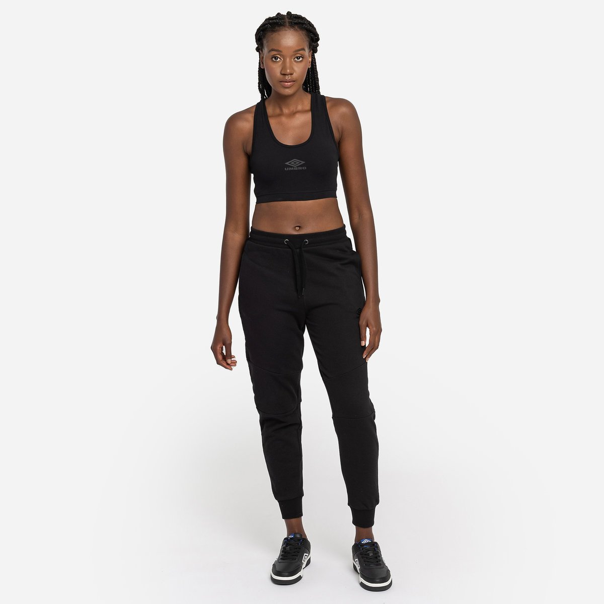 Black / Black Women's Umbro Diamond Taped Jog Pant Trousers | CA-75102