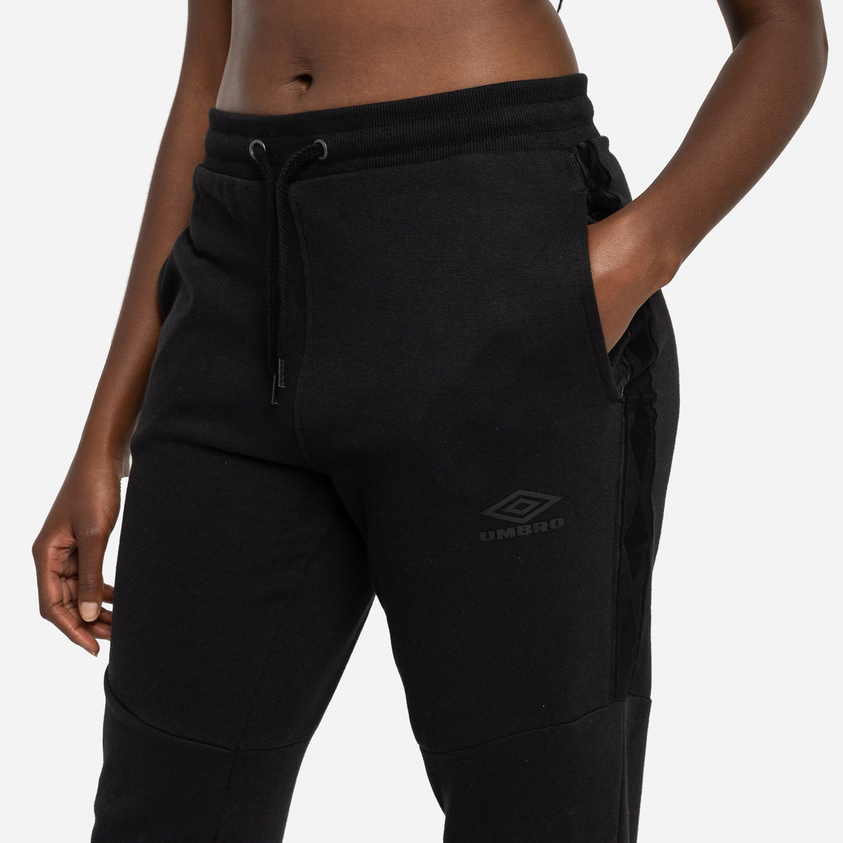 Black / Black Women's Umbro Diamond Taped Jog Pant Trousers | CA-75102