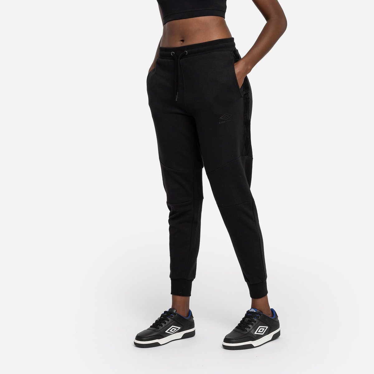 Black / Black Women\'s Umbro Diamond Taped Jog Pant Trousers | CA-75102