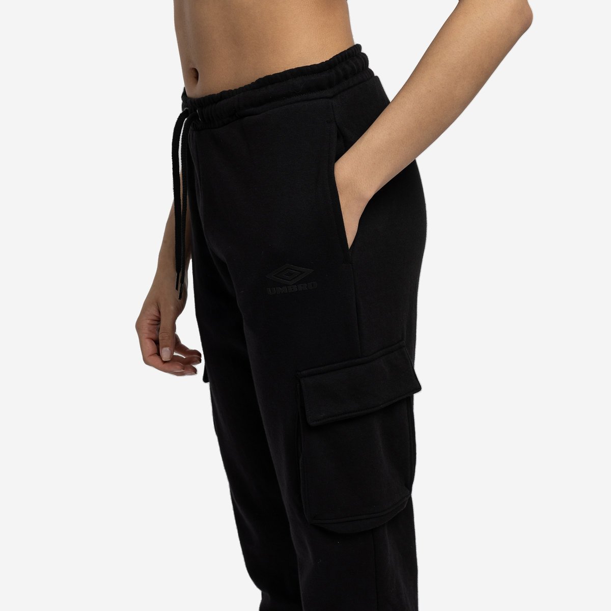 Black / Black Women's Umbro Diamond Utility Pocket Jog Pant Trousers | CA-60755