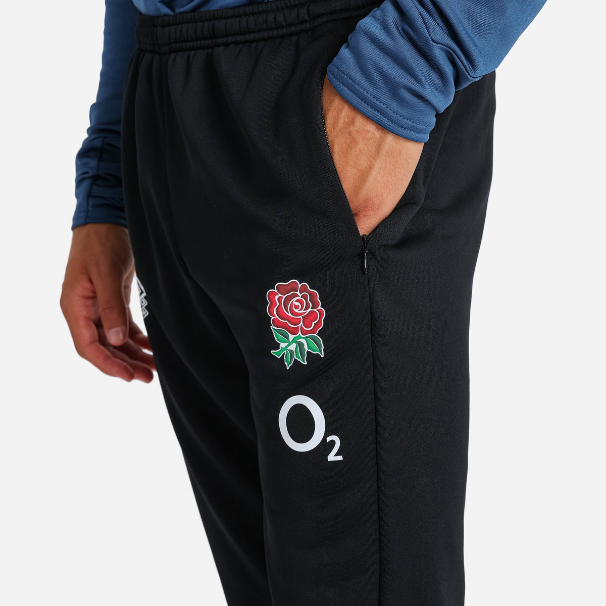 Black / Blue Umbro Teamwear - Umbro England Rugby Football 22/23 Tapered Pant Trousers | CA-03942