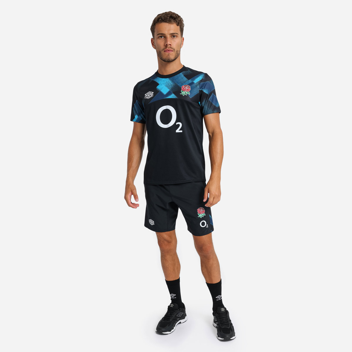 Black / Blue Umbro Teamwear - Umbro England Rugby Football 22/23 Warm Up Jersey Jersey | CA-07565