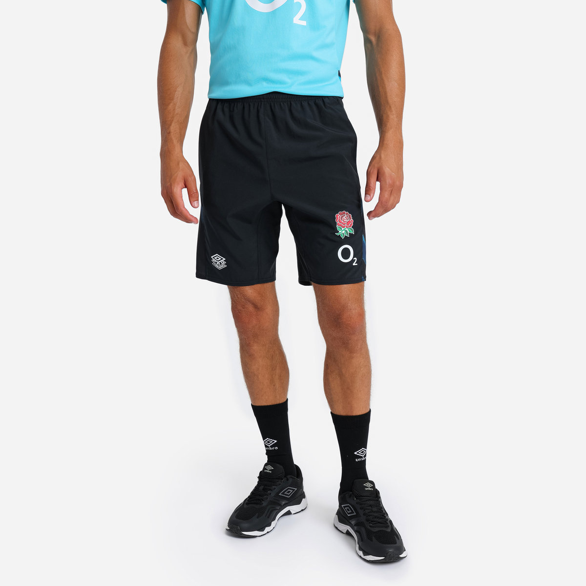 Black / Blue Umbro Teamwear - Umbro England Rugby Football 22/23 Gym Short Shorts | CA-78978