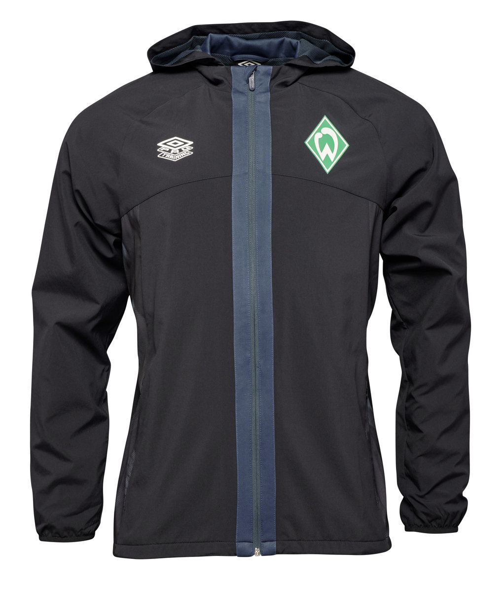 Black / Green / Navy Umbro Teamwear - Umbro Werder Bremen Football 22/23 Shower Jacket Football Jackets | CA-10799