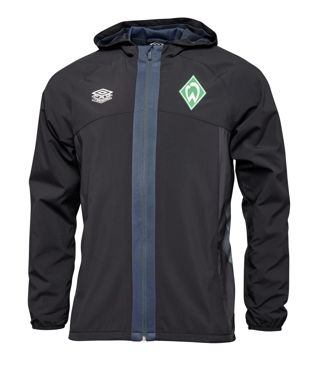 Black / Green / Navy Umbro Teamwear - Umbro Werder Bremen Football 22/23 Shower Jacket Football Jackets | CA-10799