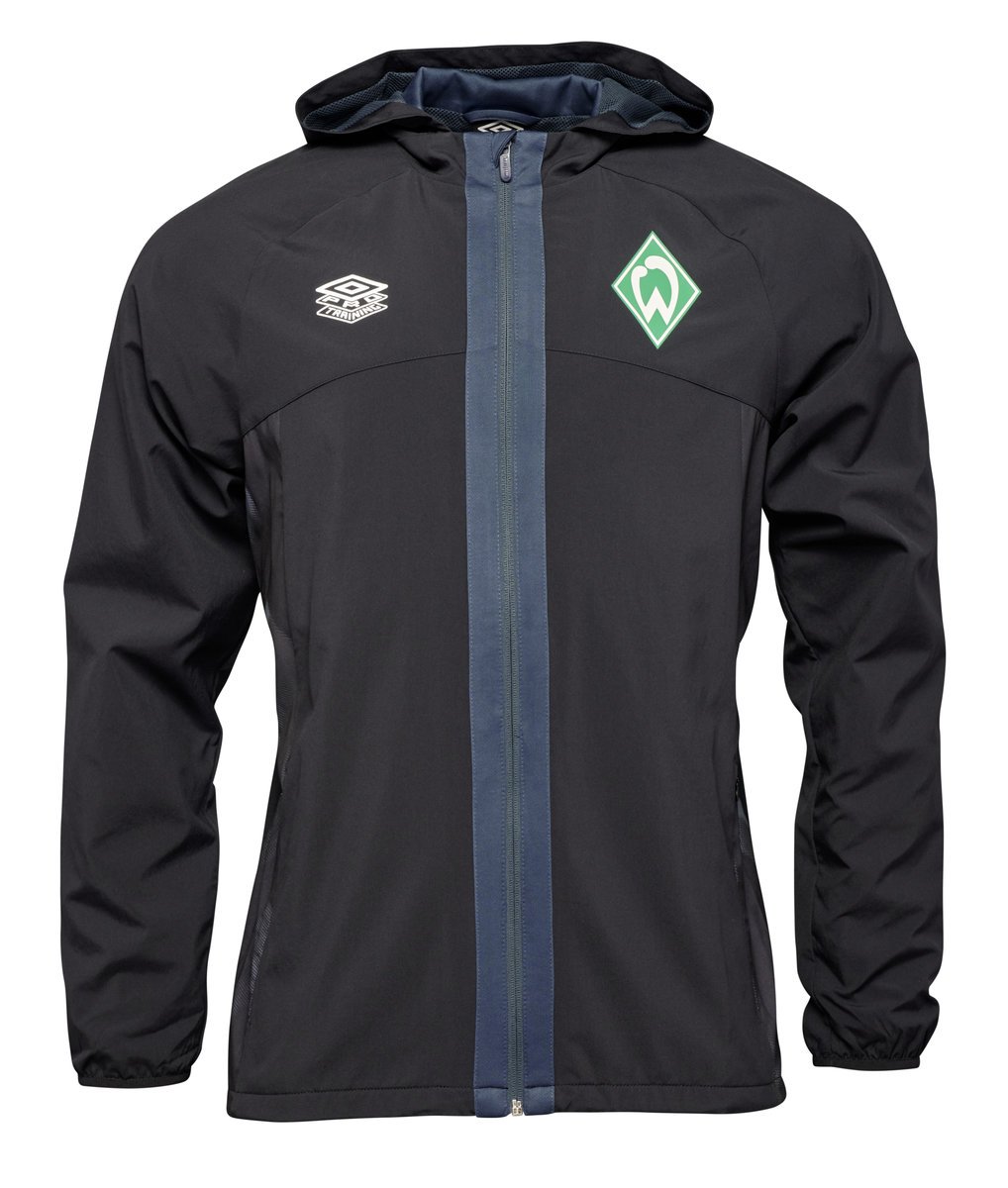 Black / Green / Navy Umbro Teamwear - Umbro Werder Bremen Football 22/23 Shower Jacket Junior Football Jackets | CA-62817