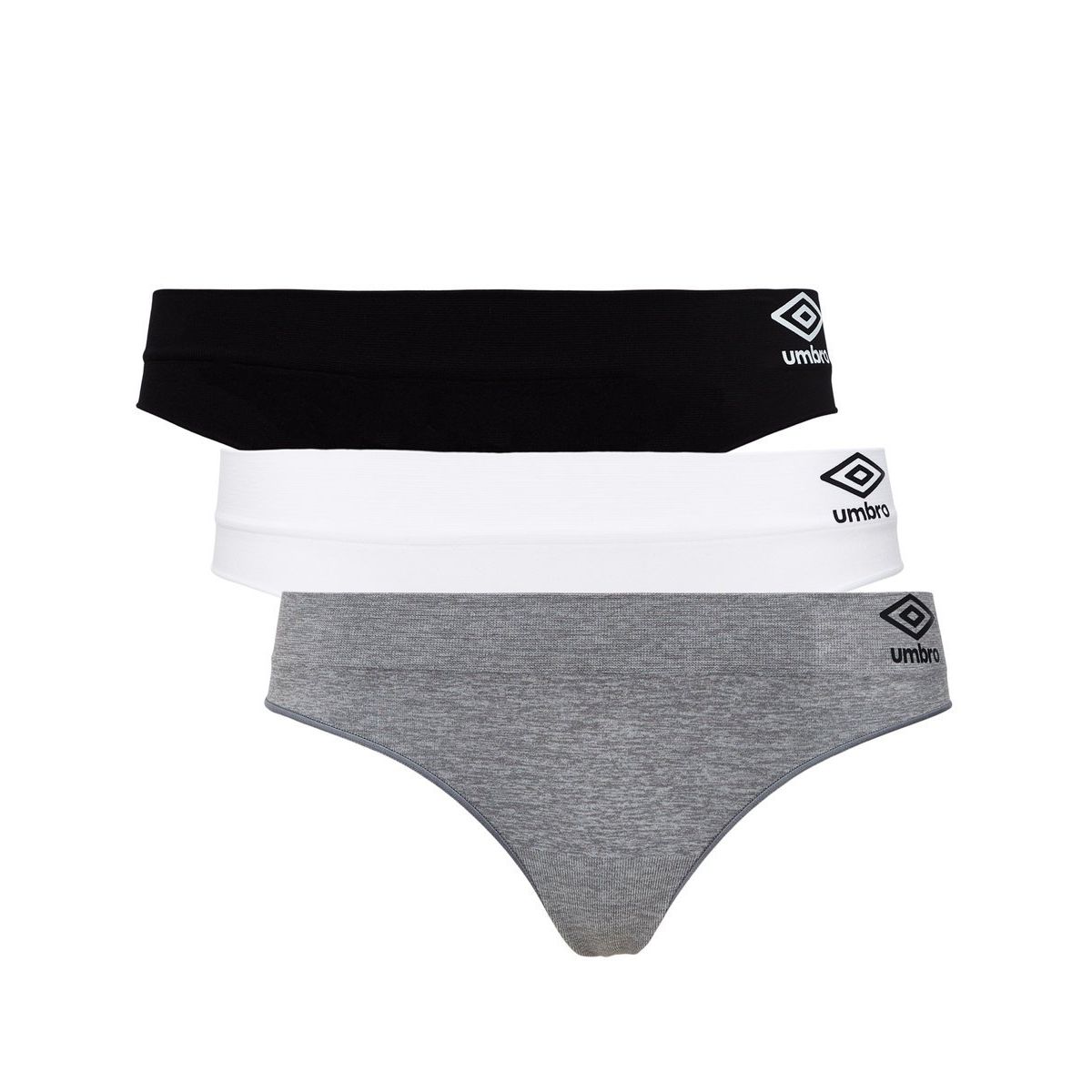 Black / Grey / White Women\'s Umbro Kim Seamless Thong (3 Pack) Underwear | CA-05441