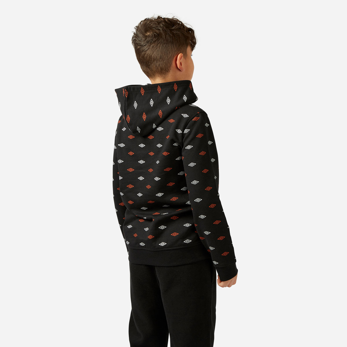 Black Kids' Umbro All Over Print Hoodie Hoodies | CA-44014