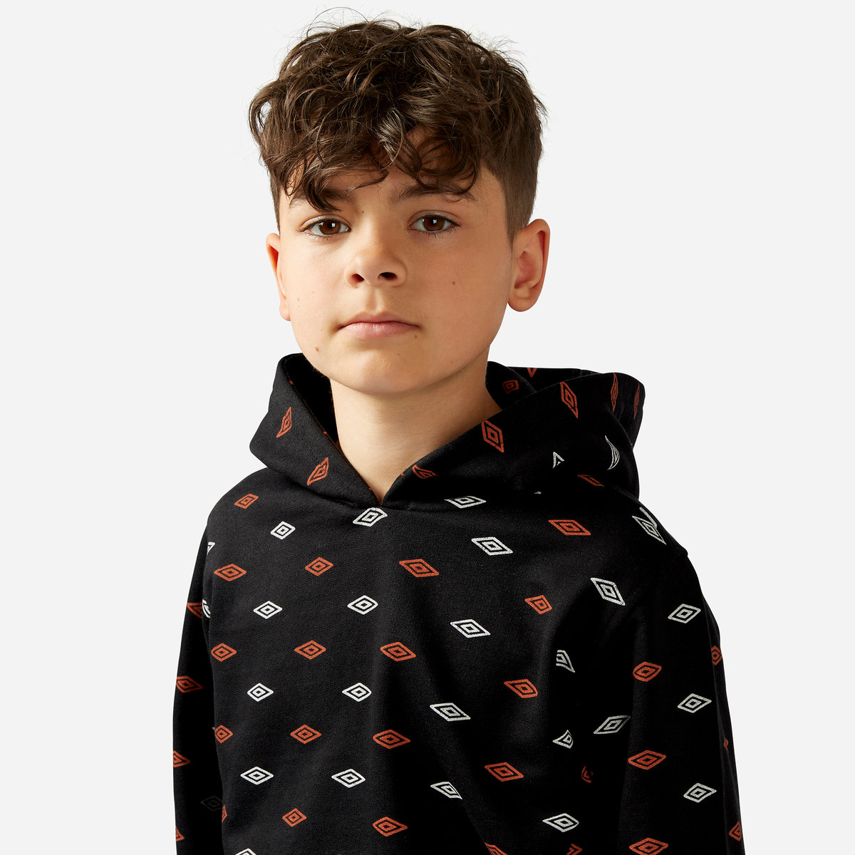 Black Kids' Umbro All Over Print Hoodie Hoodies | CA-44014