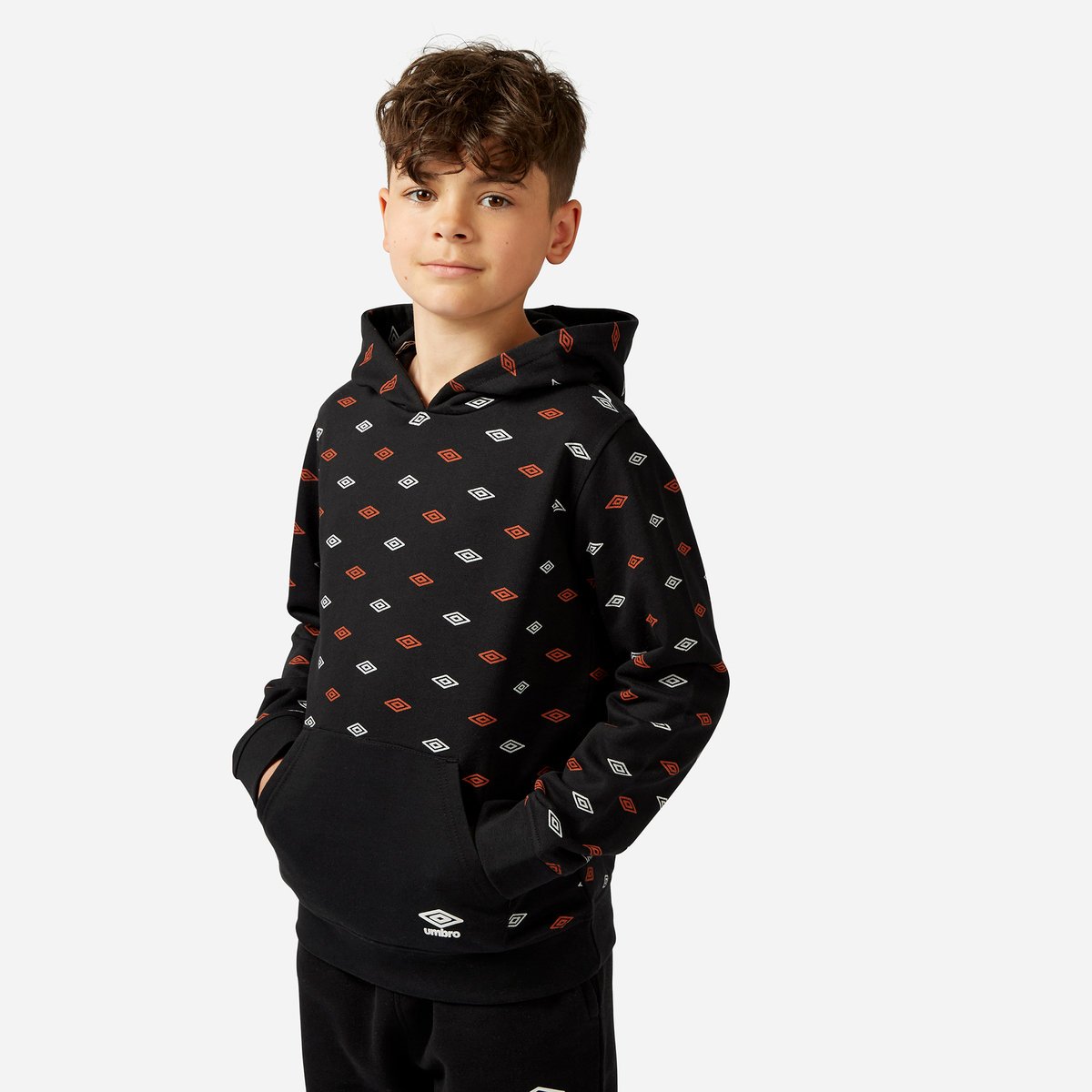 Black Kids\' Umbro All Over Print Hoodie Hoodies | CA-44014