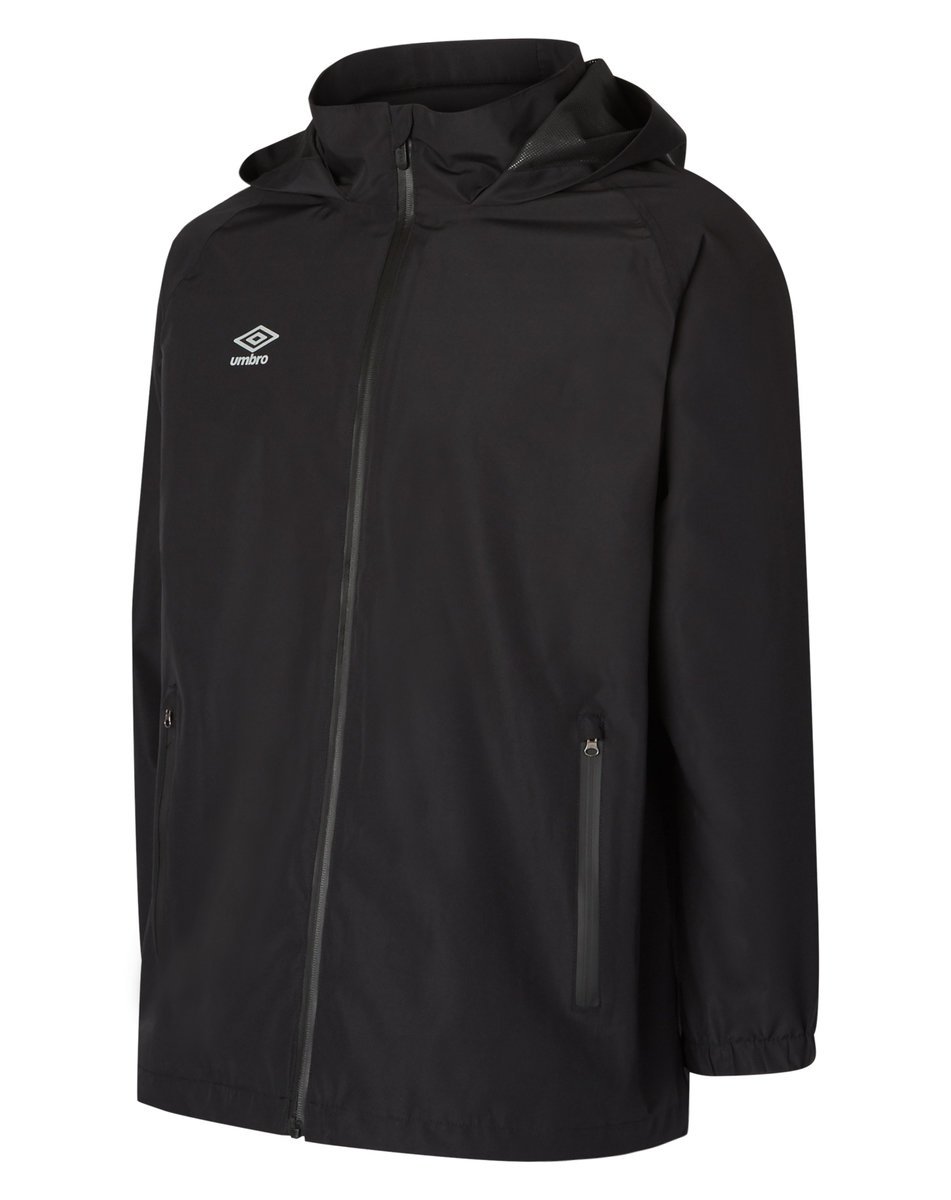 Black Kids\' Umbro Club Essential Waterproof Jacket Junior Jackets | CA-39143