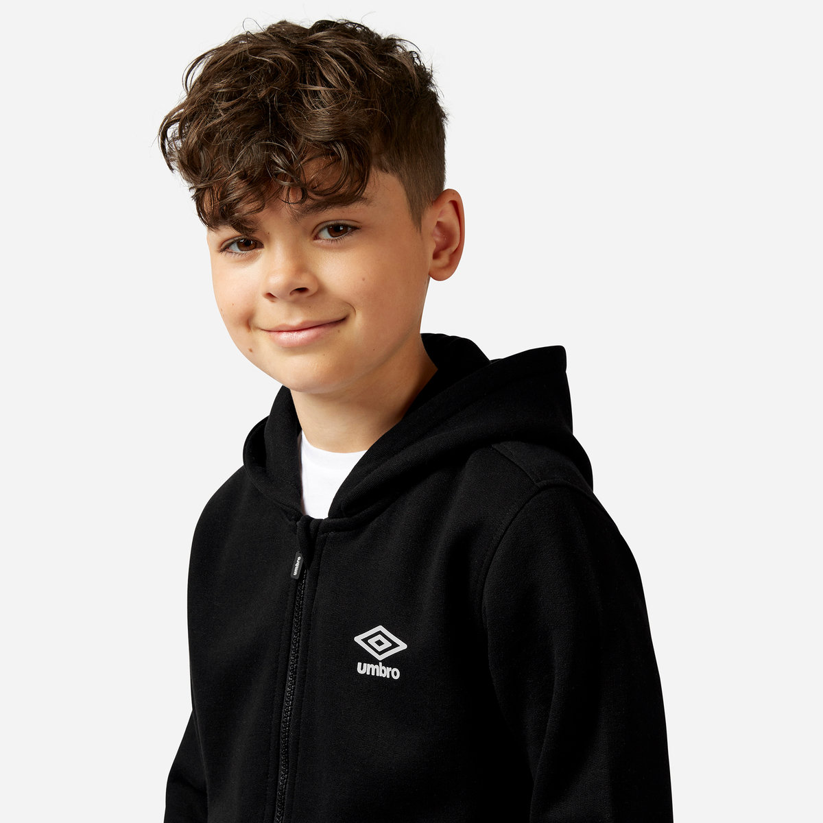 Black Kids' Umbro Zip Through Hoodie Hoodies | CA-08250