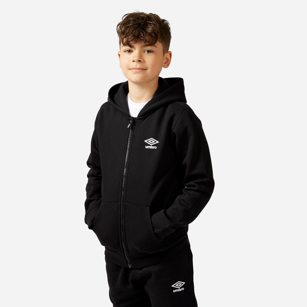 Black Kids\' Umbro Zip Through Hoodie Hoodies | CA-08250