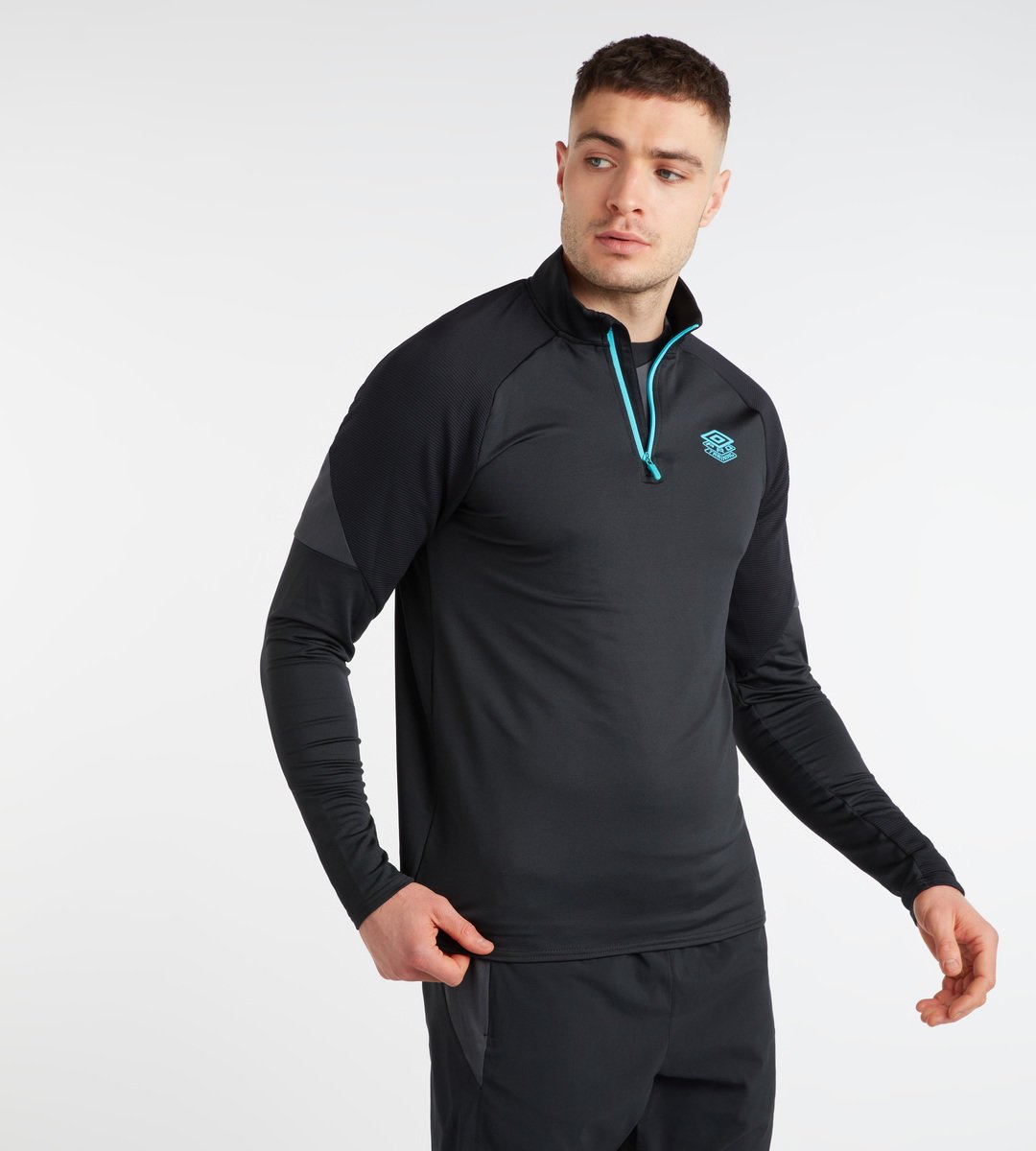 Black Men's Umbro PTF Mid Layer Top Long Sleeve Tops | CA-86841