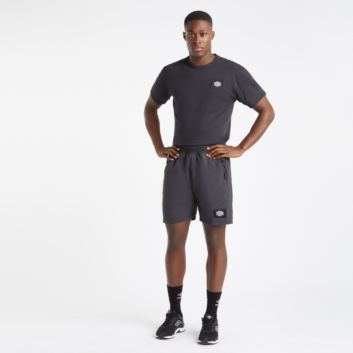 Black Men's Umbro Pro Training Presentation Short Shorts | CA-32118