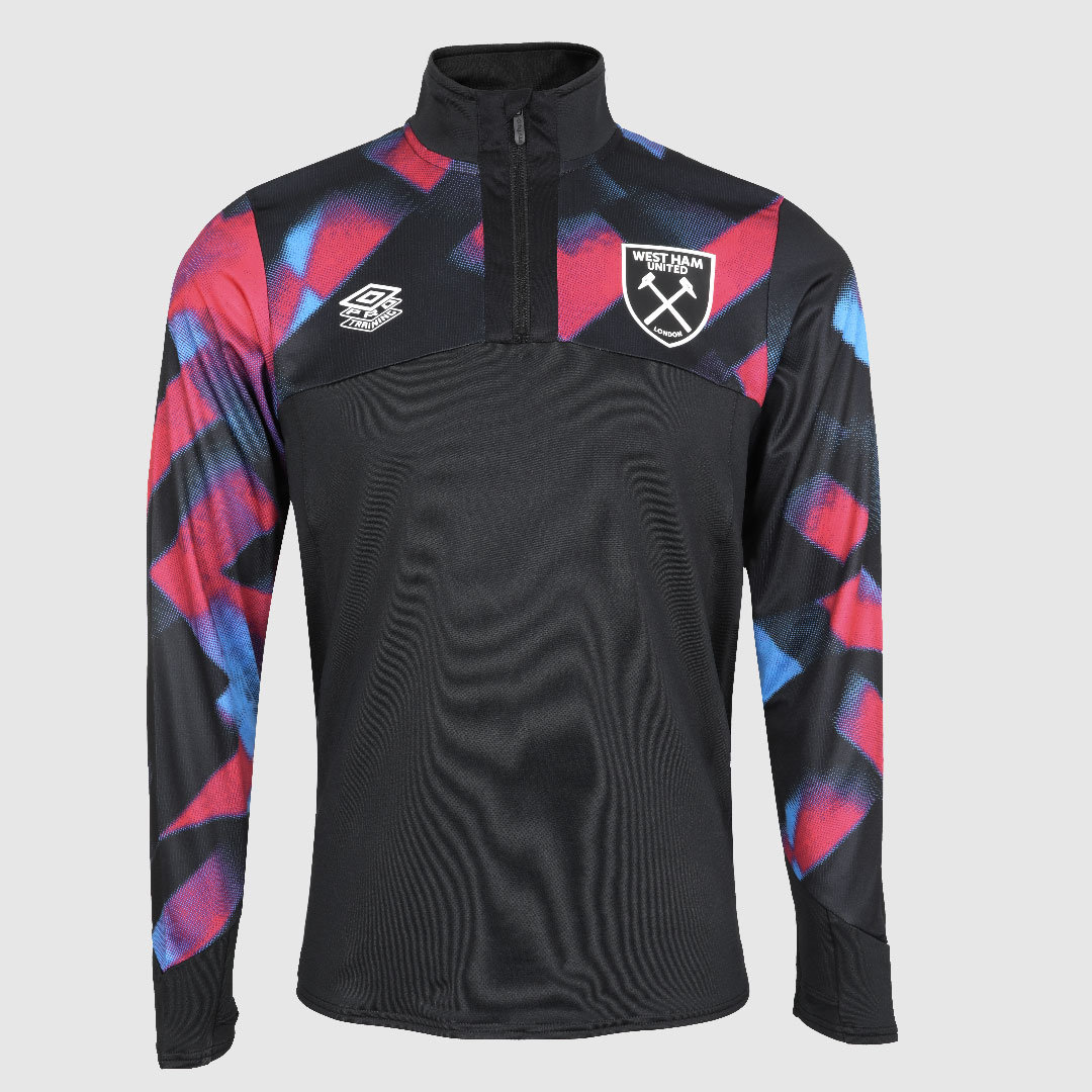 Black / Purple Umbro Football West Ham Utd 22/23 Warm Up Quarter Zip Top Long Sleeve Tops | CA-36441