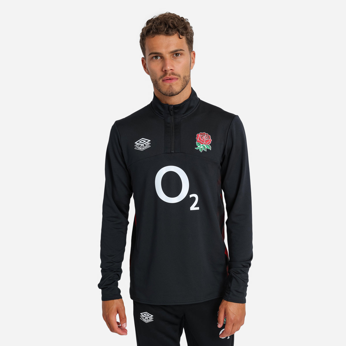 Black / Red / Dark Purple Umbro Teamwear - Umbro England Rugby Football 22/23 Mid Layer Top Long Sleeve Tops | CA-51997