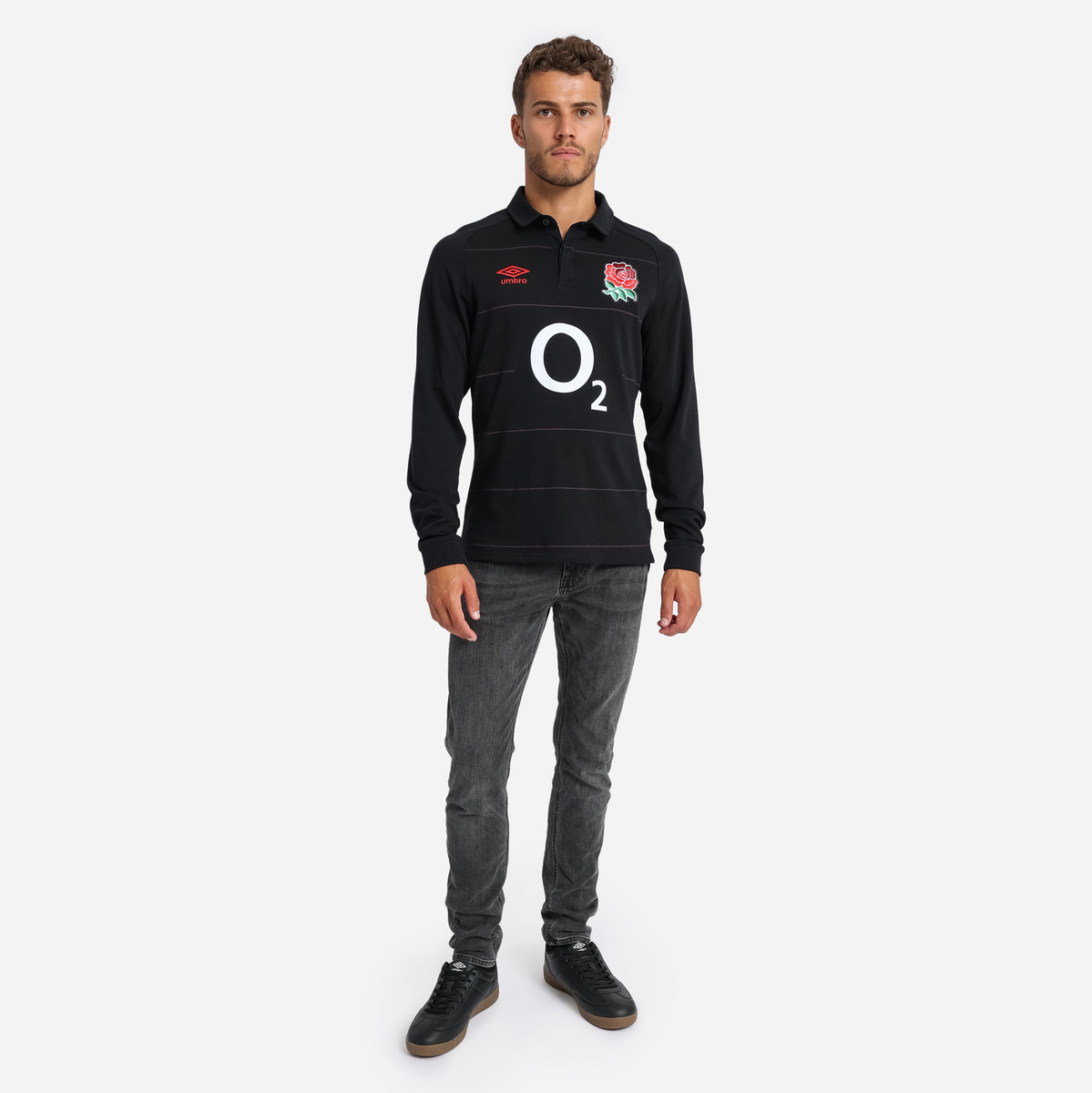 Black / Red Umbro Teamwear - Umbro England Rugby Football 22/23 Alternate Classic Jersey LS Jersey | CA-03348