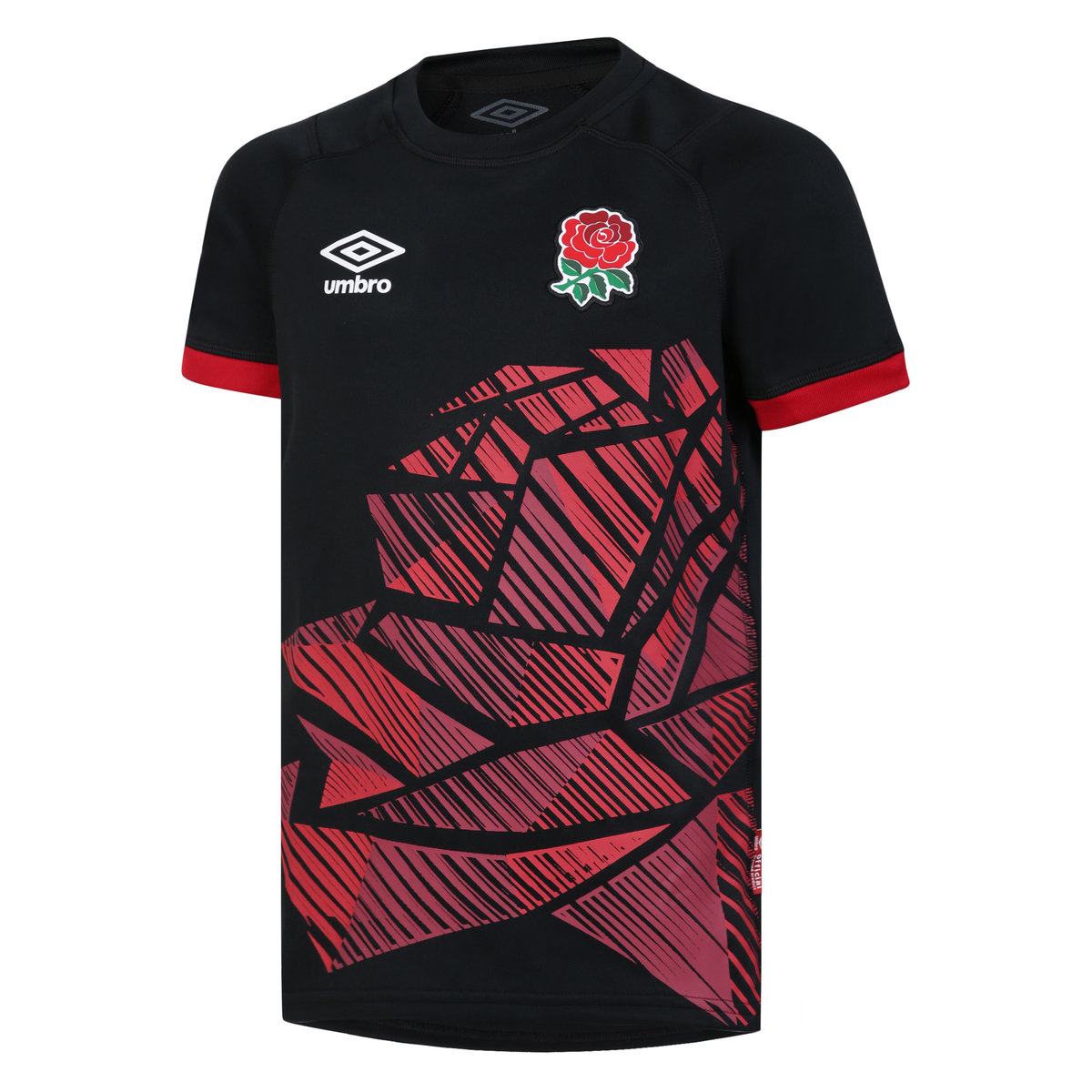 Black / Red Umbro Teamwear - Umbro England Rugby Football 22/23 7S Alternate Replica Jersey Junior Shorts | CA-47786