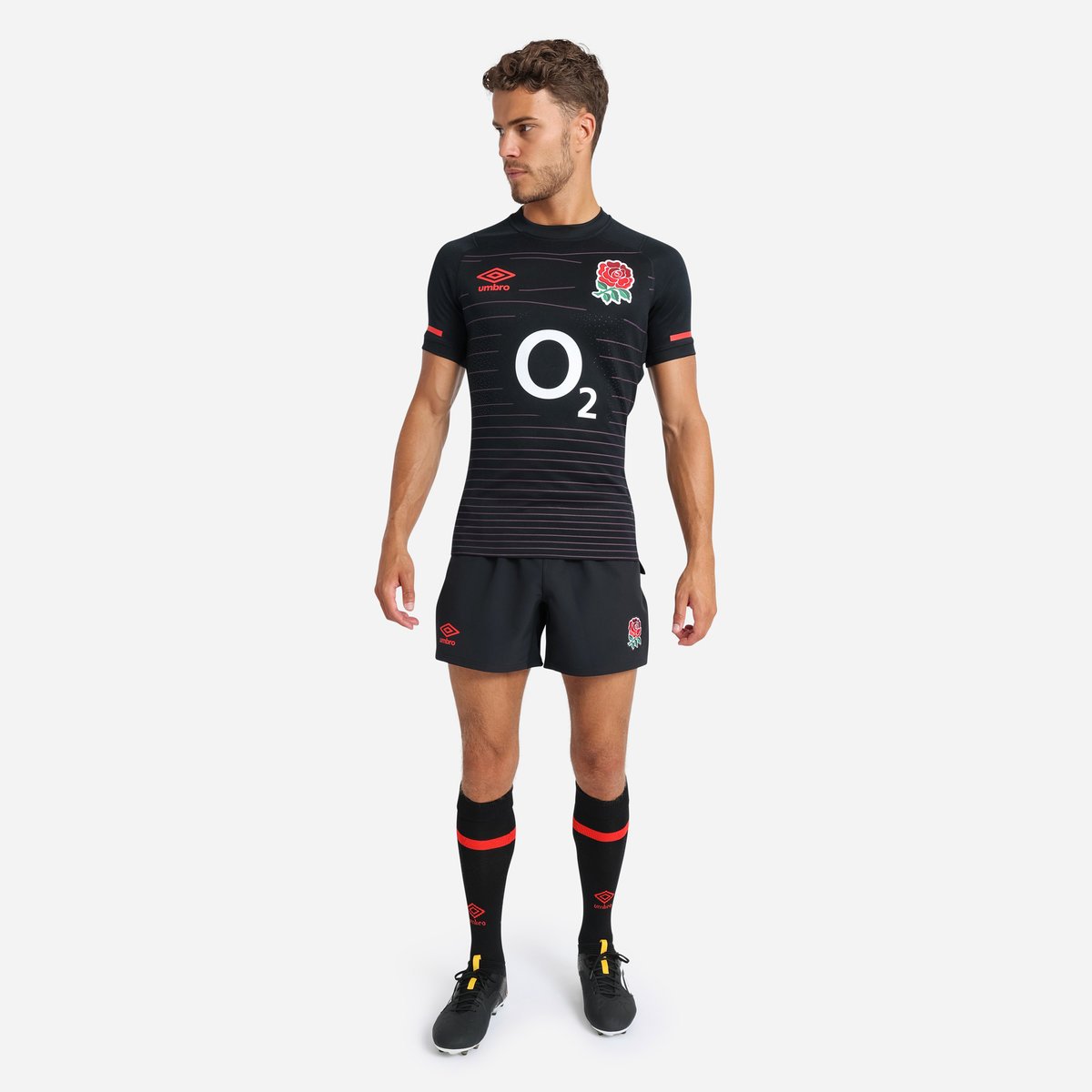 Black / Red Umbro Teamwear - Umbro England Rugby Football 22/23 Alternate Pro Short Shorts | CA-57390