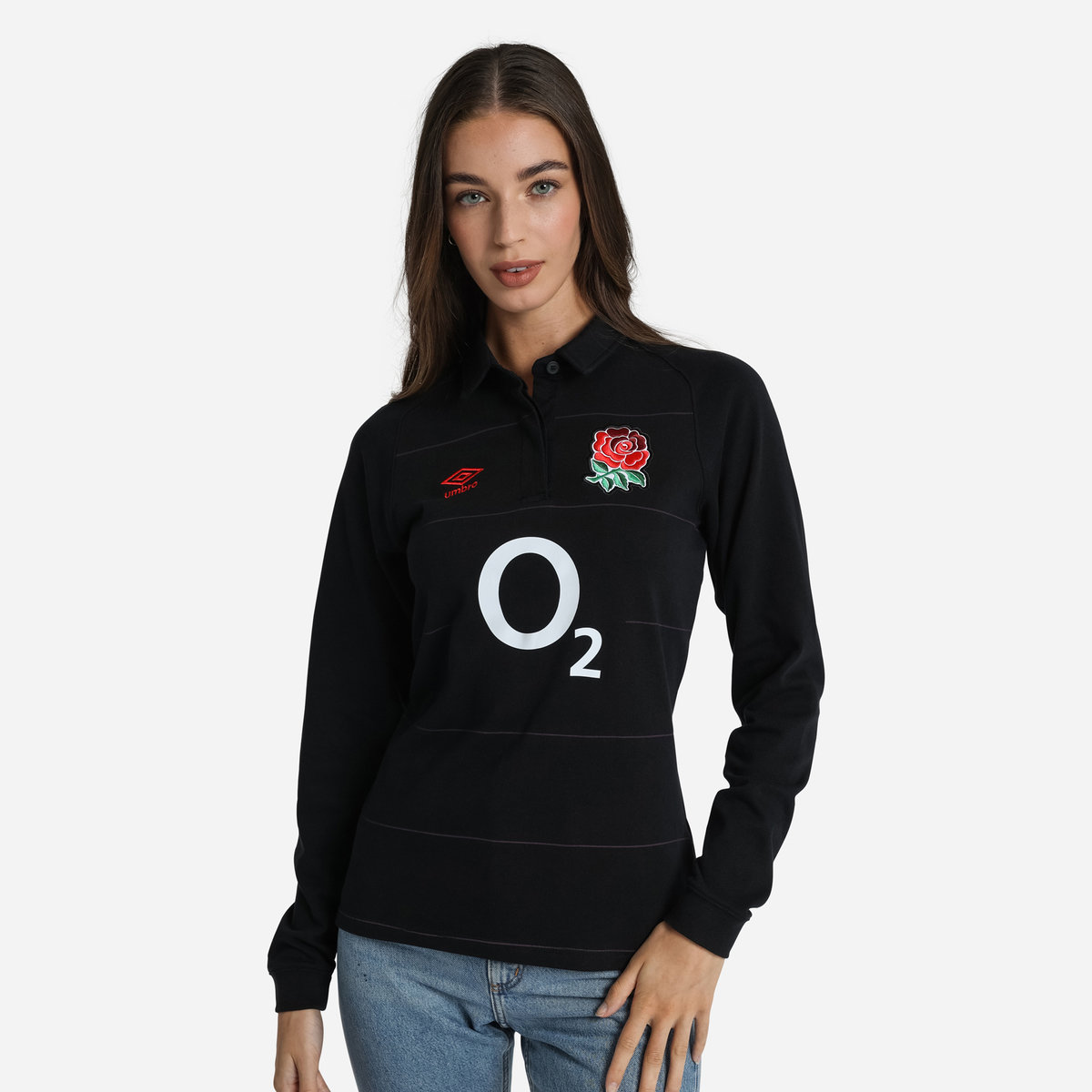 Black / Red Umbro Teamwear - Umbro England Rugby Football 22/23 Alternate Classic Jersey LS Jersey | CA-66369