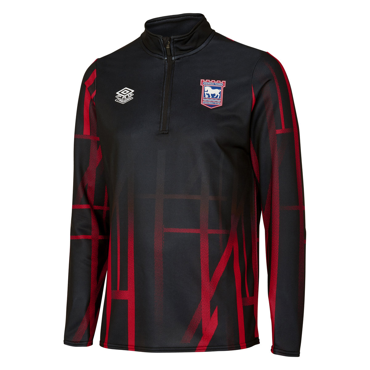 Black / Red Umbro Football Ipswich Town 22/23 Warm Up Half Zip Top Tops | CA-83686