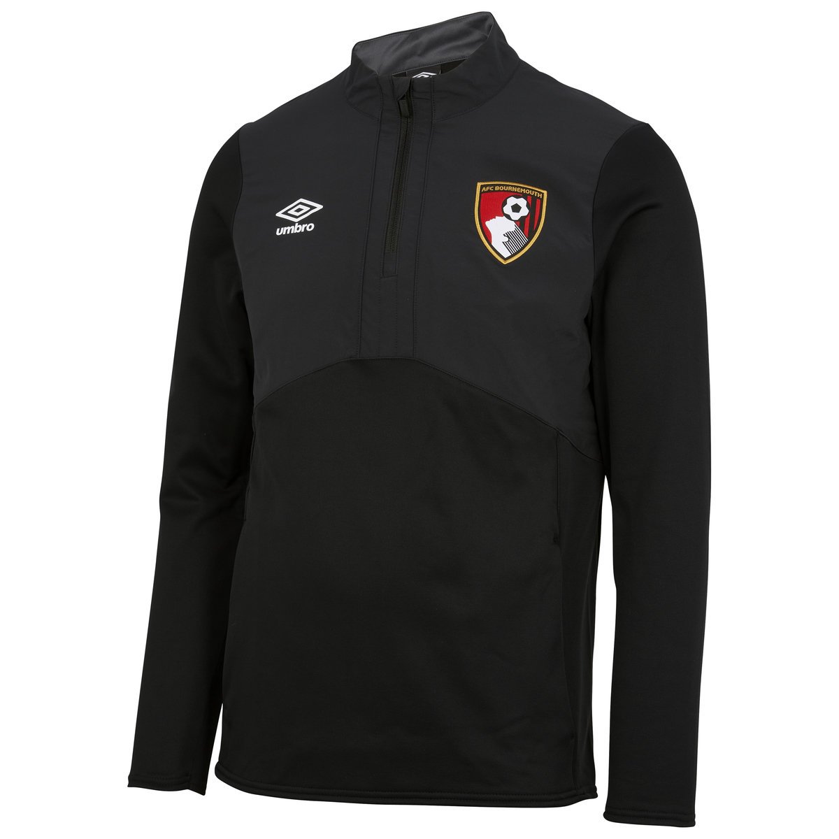 Black Umbro Teamwear - Umbro AFC Bournemouth Football 22/23 Half Zip Fleece Football Tops | CA-59337