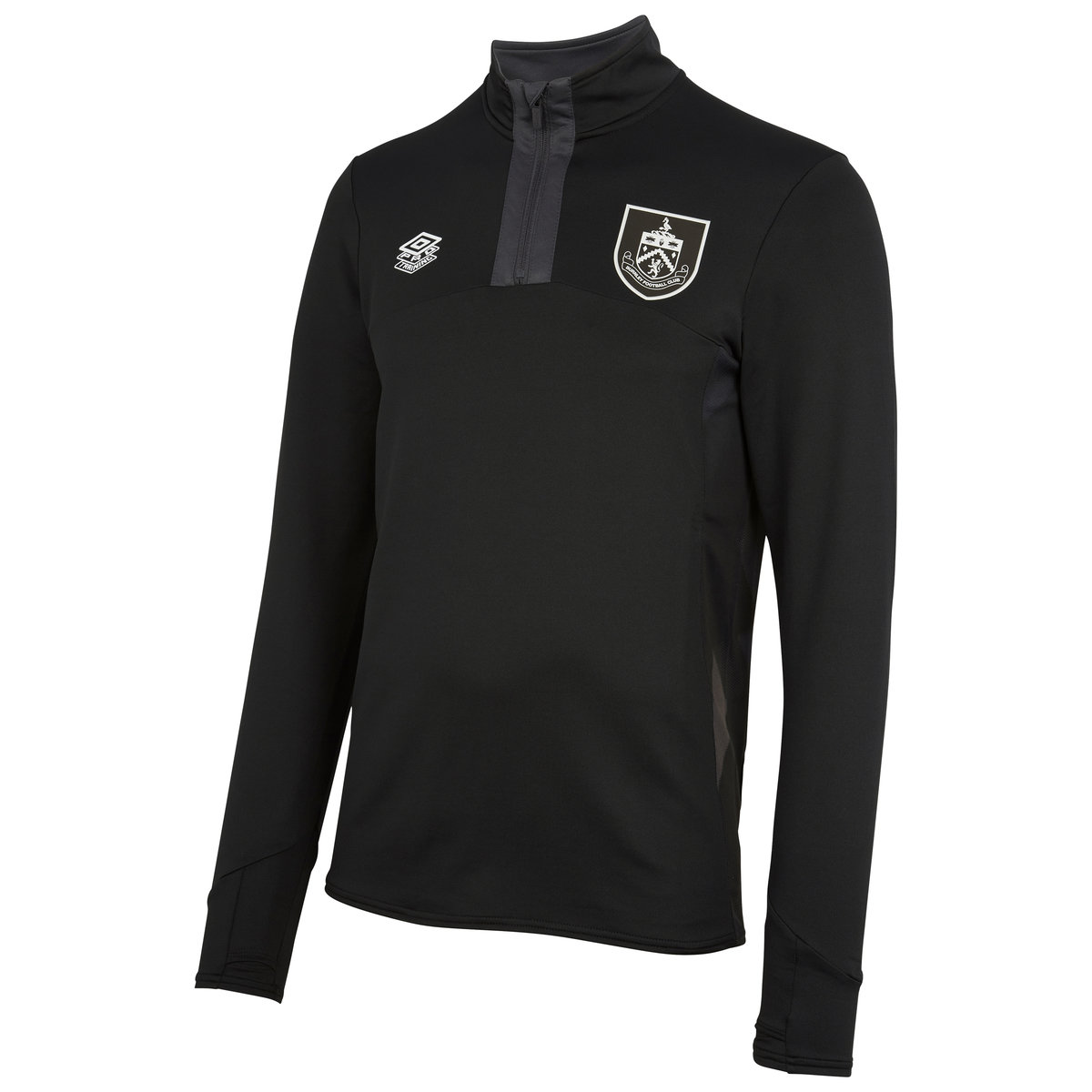 Black Umbro Teamwear - Umbro Burnley FC Football 22/23 Quarter Zip Top Long Sleeve Tops | CA-97329