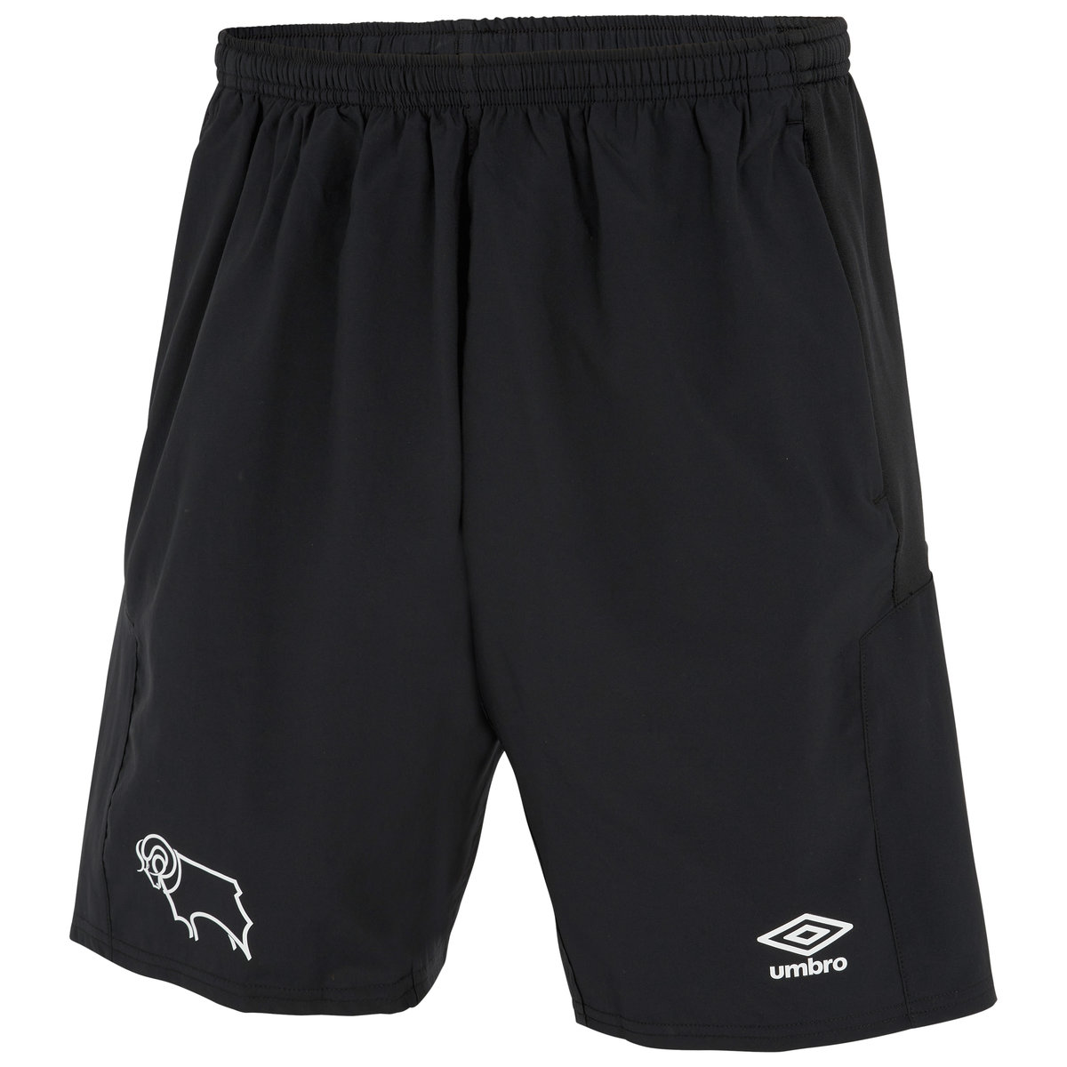 Black Umbro Football Derby County 22/23 Long Woven Short Football Shorts | CA-95995