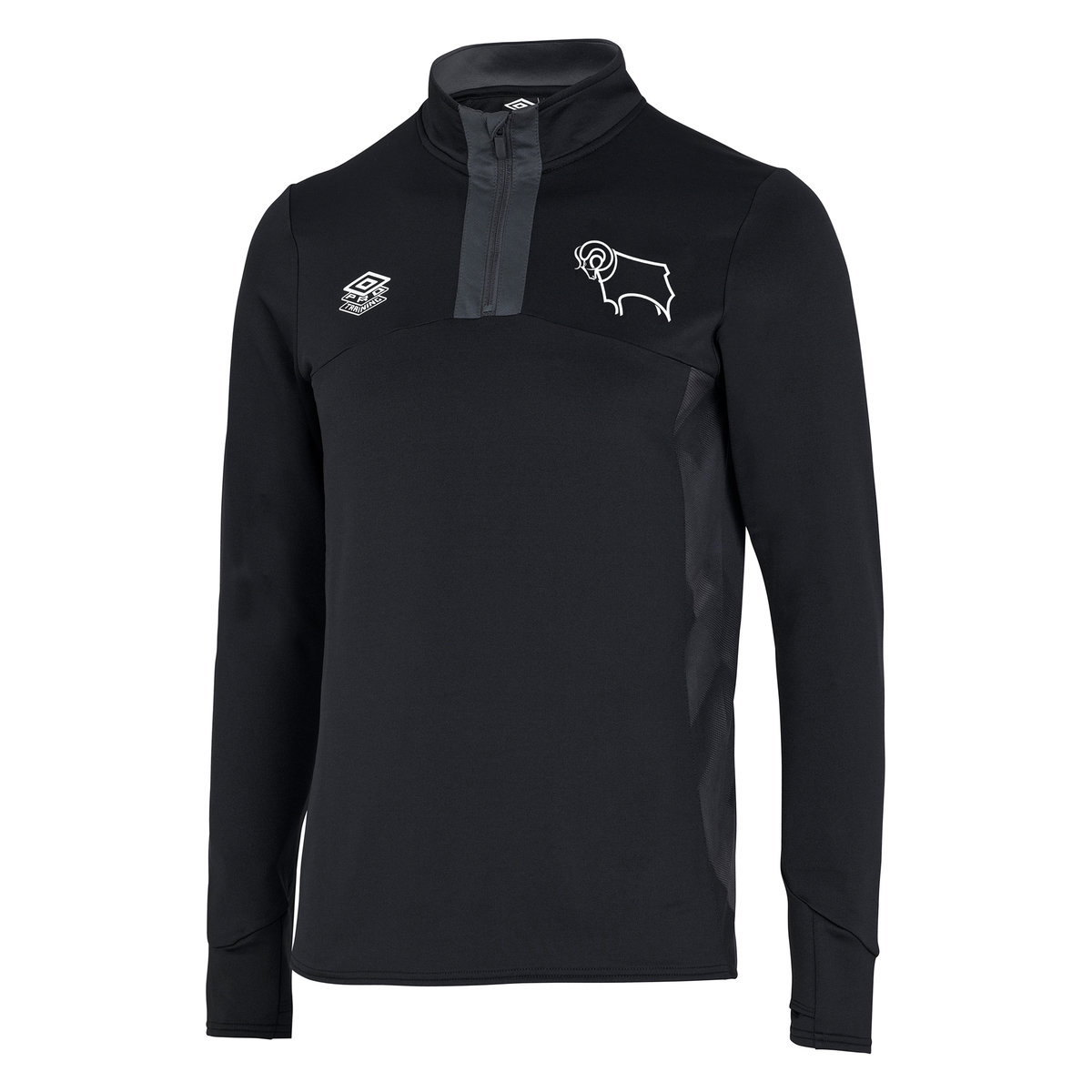 Black Umbro Football Derby County 22/23 Quarter Zip Top Junior Football Tops | CA-41967