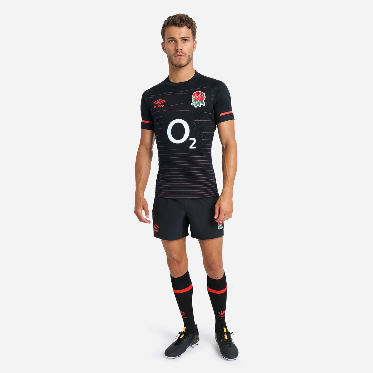 Black Umbro Teamwear - Umbro England Rugby Football 22/23 Alternate Pro Jersey Jersey | CA-78400