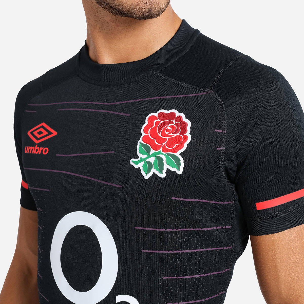 Black Umbro Teamwear - Umbro England Rugby Football 22/23 Alternate Pro Jersey Jersey | CA-78400