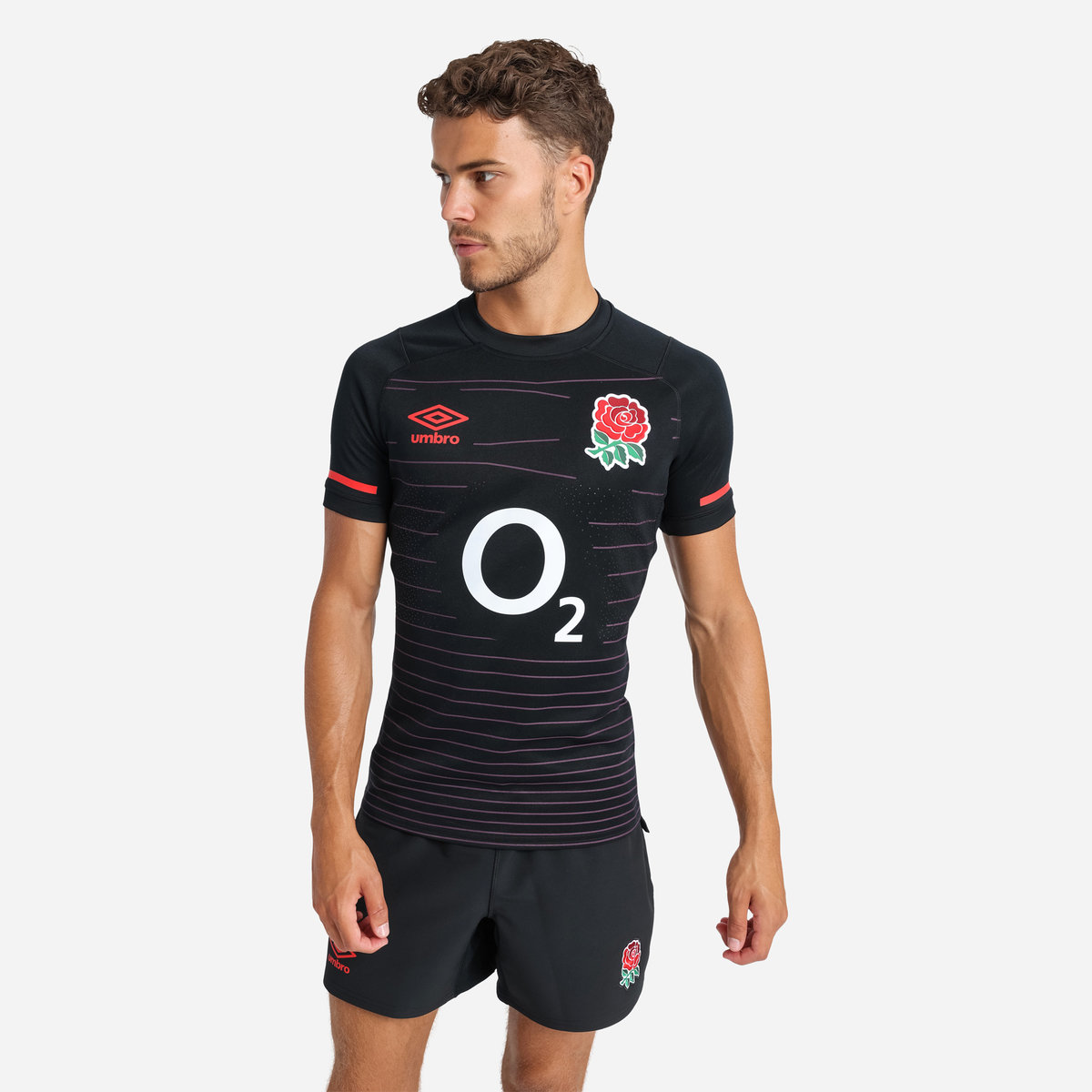 Black Umbro Teamwear - Umbro England Rugby Football 22/23 Alternate Pro Jersey Jersey | CA-78400