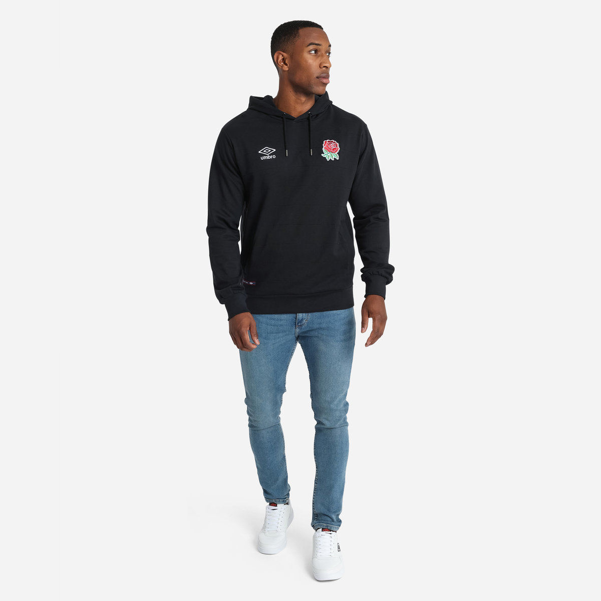 Black Umbro Teamwear - Umbro England Rugby Football Classic Quilted Hoodie Hoodies | CA-58717