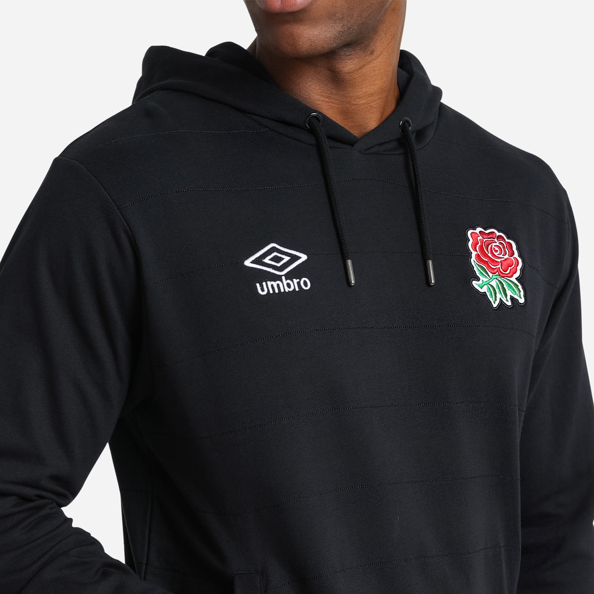 Black Umbro Teamwear - Umbro England Rugby Football Classic Quilted Hoodie Hoodies | CA-58717