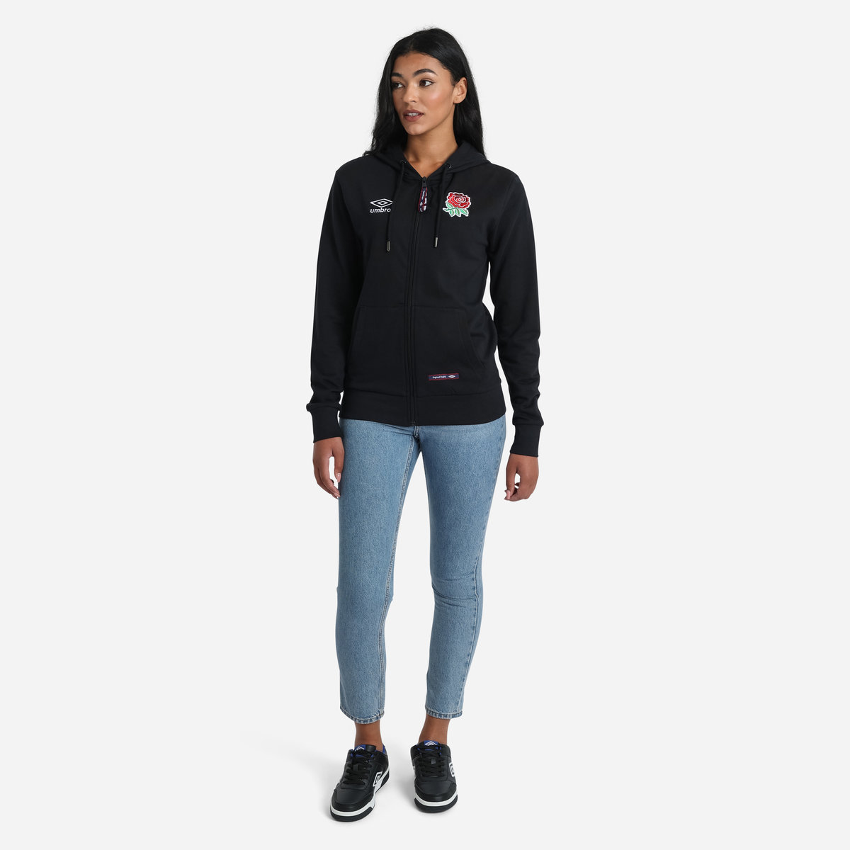 Black Umbro Teamwear - Umbro England Rugby Football Classic Zip Hoodie Hoodies | CA-68472