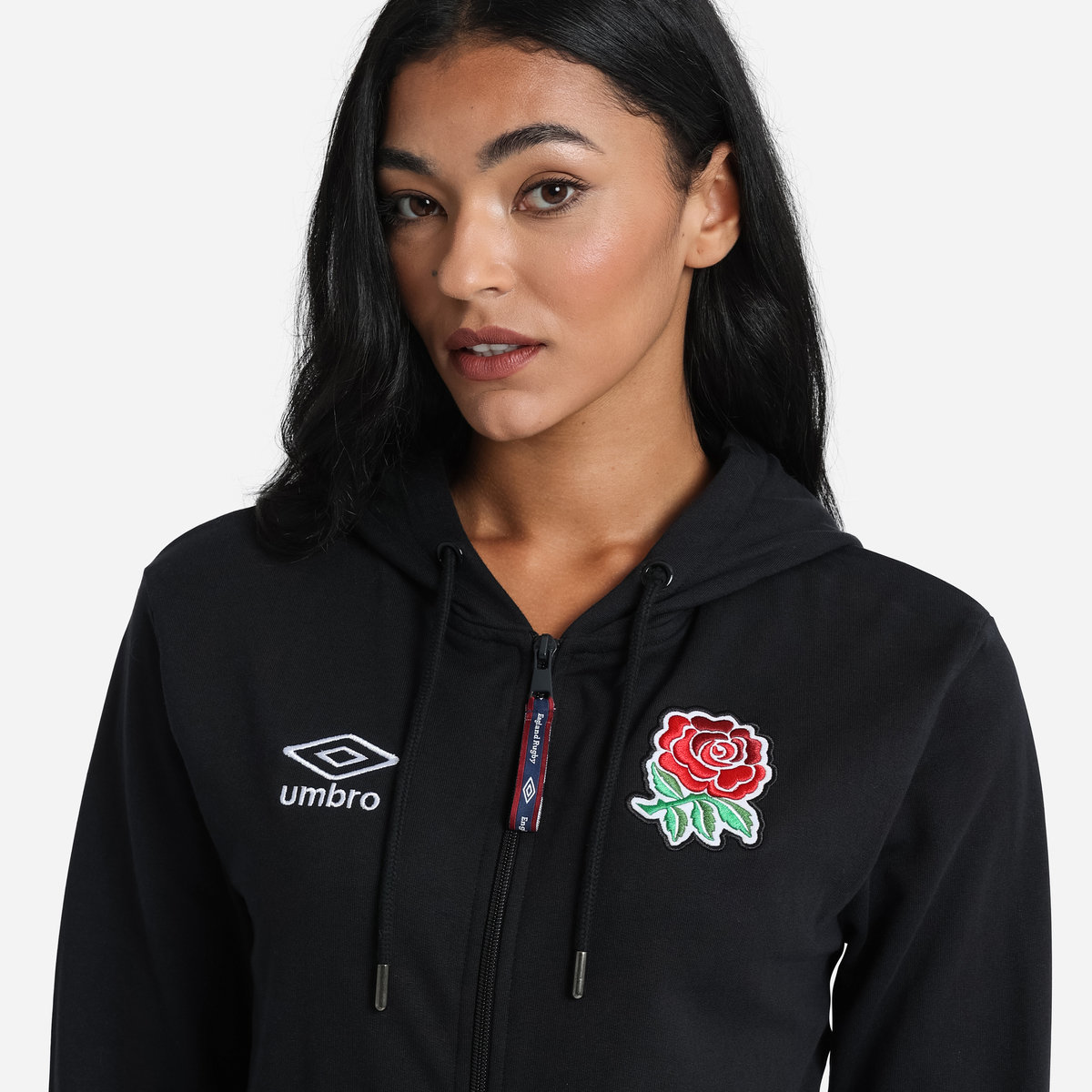 Black Umbro Teamwear - Umbro England Rugby Football Classic Zip Hoodie Hoodies | CA-68472