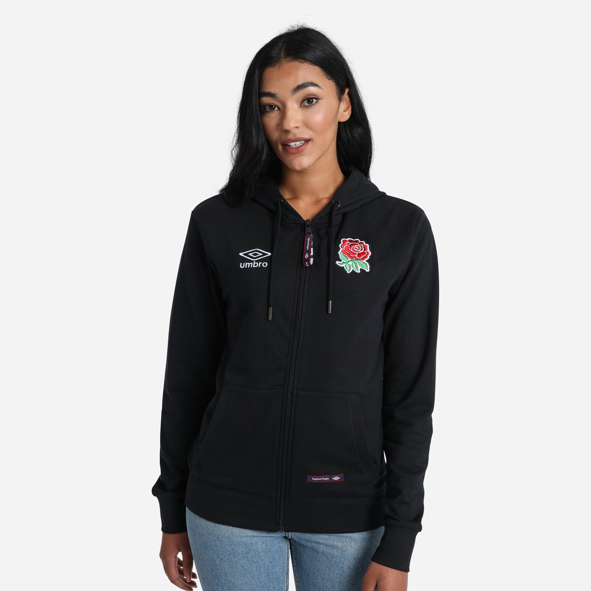 Black Umbro Teamwear - Umbro England Rugby Football Classic Zip Hoodie Hoodies | CA-68472