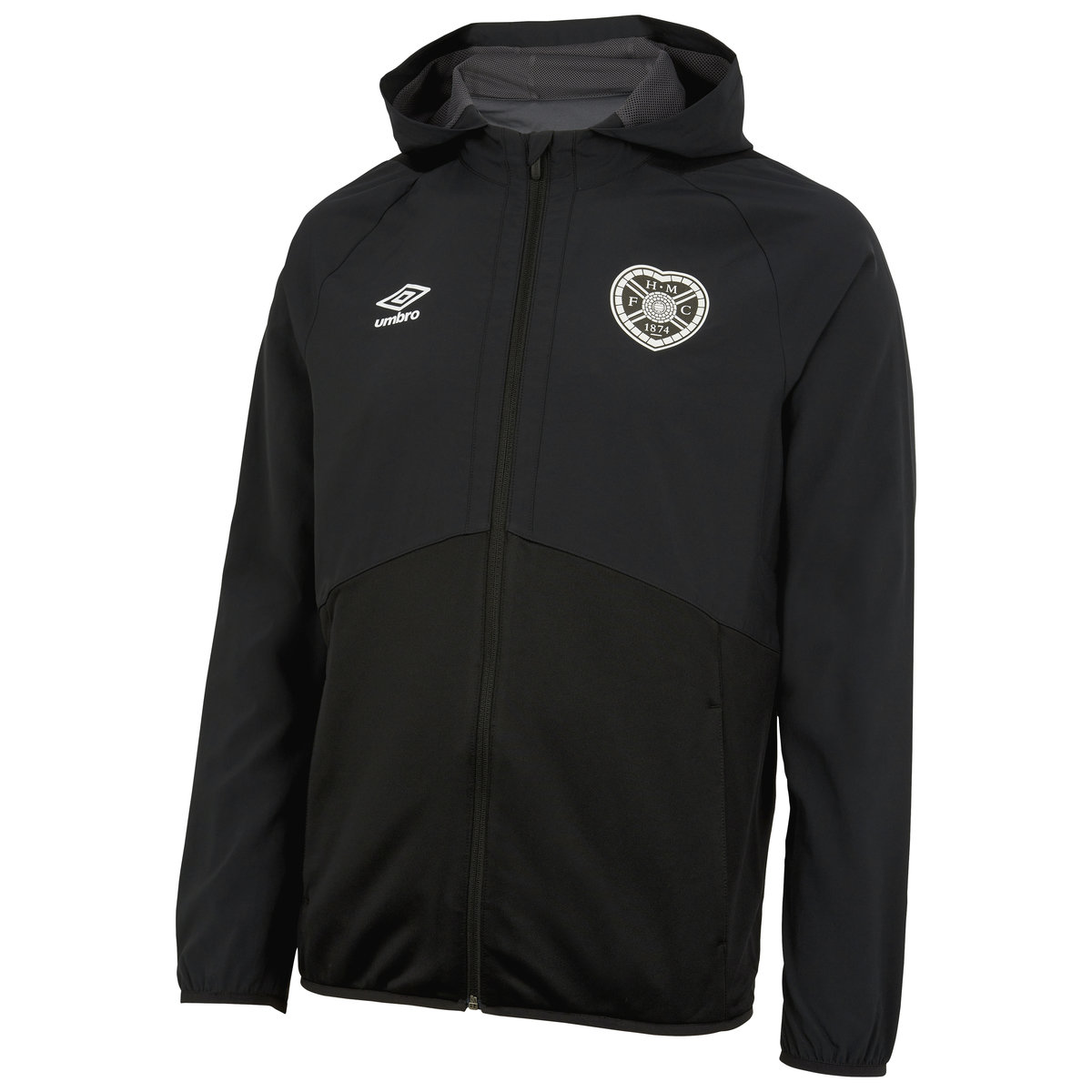 Black Umbro Football Heart Of Midlothian F.c. 22/23 Hooded Jacket Jackets | CA-61209