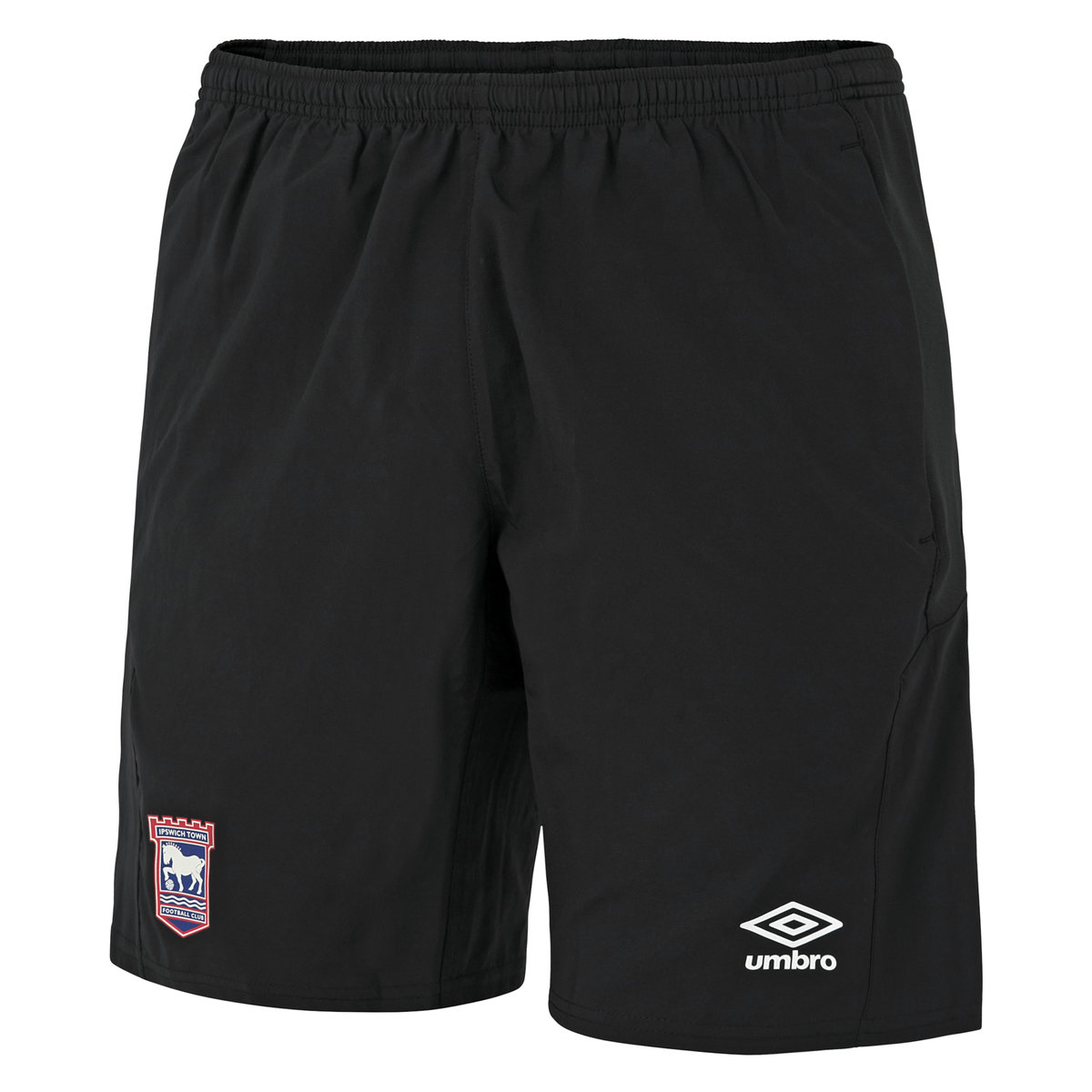 Black Umbro Football Ipswich Town 22/23 Long Woven Short Junior Shorts | CA-01735