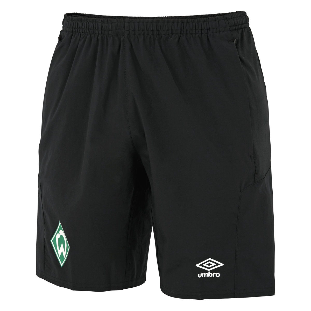 Black Umbro Teamwear - Umbro Werder Bremen Football 22/23 Long Woven Short Junior Football Shorts | CA-94344