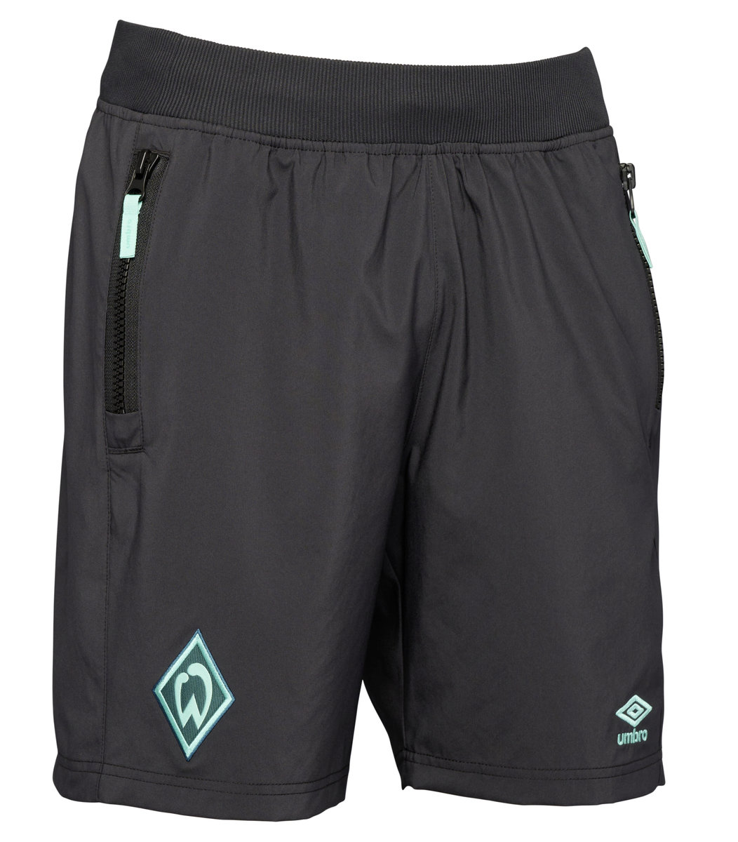 Black Umbro Teamwear - Umbro Werder Bremen Football 22/23 Travel Short Football Shorts | CA-05929